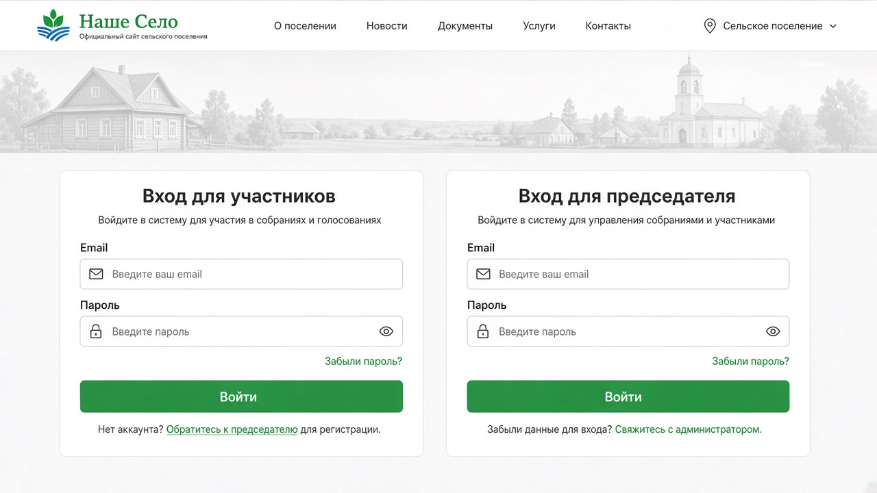 Входы участника и председателя
